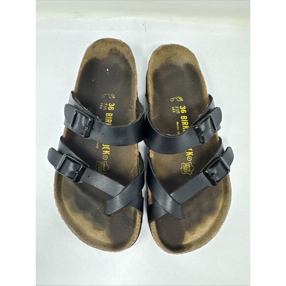 Birkenstock Mayari Black Leather Slip On Sandal Comfort size 36 US 5/5.5 - Picture 2 of 9